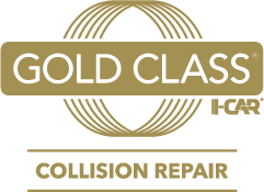 i car gold glass body shop logo